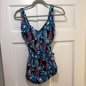 Maxine of Hollywood Blue and Pink Floral One Piece Swimsuit